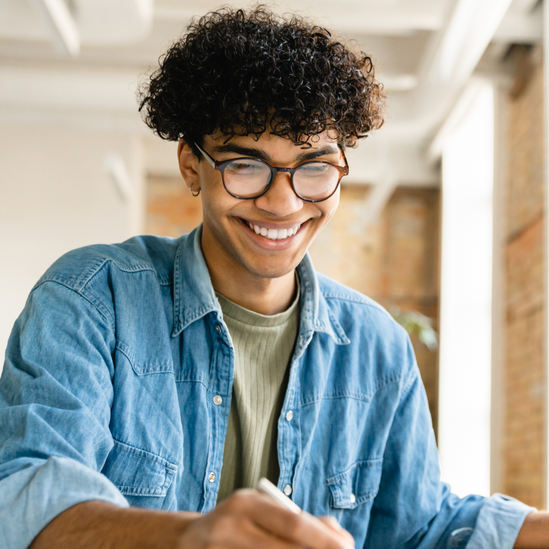 Man in Casual Blue Shirt